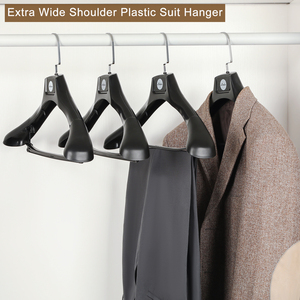 Cintres à costumes en plastique noir anti-choc à épaules larges avec barre porte-<span class=keywords><strong>pantalon</strong></span> amovible, cintres antidérapants pour costumes, vestes, pantalons - Product Image 3