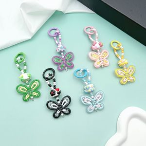 Trendy Beaded Butterfly Keychain <b>Aesthetic</b> Butterfly Key <b>Ring</b> Kawaii Bag Charm Y2K Fairycore Key Lanyard Creative Keyring Gift - Product Image 1