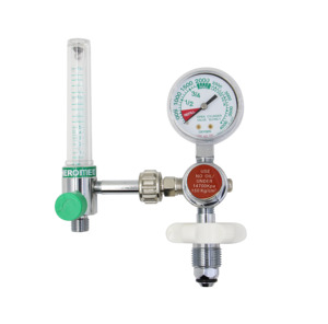 Regulador de oxígeno médico con botella humidificadora para cilindro de oxígeno tipo Bull Nose - Product Image 1