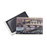Aimant de réfrigérateur en métal rectangulaire à profil plat avec bord plié, motif d'art de compositeur, pour Musique, Musée, Commerce de détail