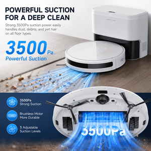Robot aspirateur et serpillière automatique QS-5D, autonomie de 120 à 150 minutes, base de dépoussiérage grande capacité de 3,5 L, auto-recharge, balayeuse de sol intelligente pour la maison - Product Image 3