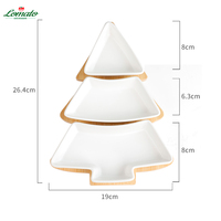 Plat de service en céramique de Noël plateau d'apéritif amovible plateau à Dessert assiette en porcelaine avec plateau en bambou pour la fête de mariage
