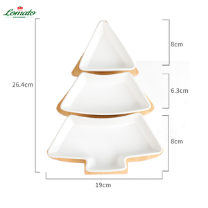 Giáng sinh gốm phục vụ món ăn có thể tháo rời Snack Món khai vị khay món tráng miệng Platter sứ tấm với khay tre cho tiệc cưới - Product Image 2