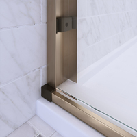 Cabine de douche moderne pour salle de bain, porte de douche en verre à double glissière avec cadre en aluminium, charnières à ouverture latérale, projet hôtelier