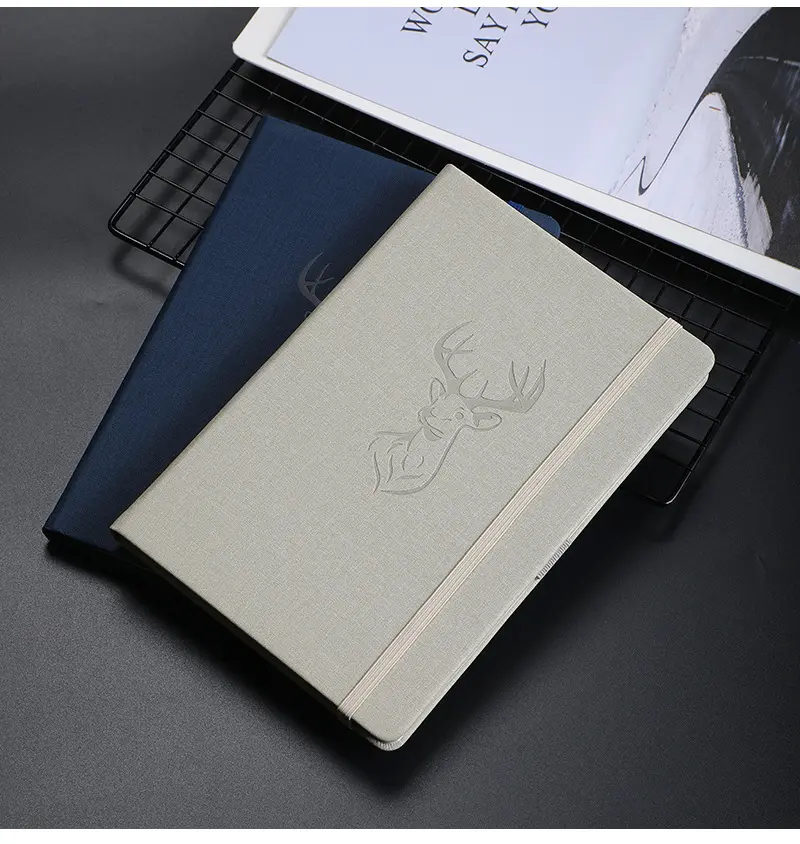 A4 A5A6パーソナライズされたロゴプレーンノートブックカスタム印刷PUハードカバージャーナルノートブックプランナー日記ペン付き
