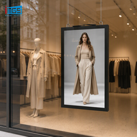 Layar Digital Signage Iklan Toko 43 Inch, Gantung Plafon, Dua Sisi, Android 9, 16 Rasio Potret