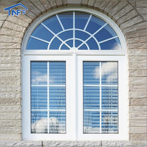 Modern Kilise Alüminyum Alaşımlı Kanatlı Pencere Açılır Kapanır Tarz Temperli Cam Kavisli Fransız Pencereler - Product Image 1