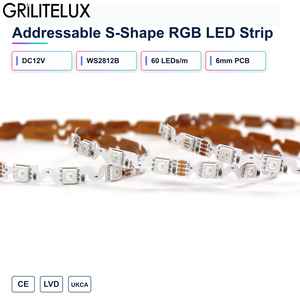 Flexible Zigzag Pixel LED Strip WS2812B SMD5050 12V 6mm PCB 60 LEDs/m Business Signage Lighting Dynamic <b>RGB</b> Lighting - Product Image 1
