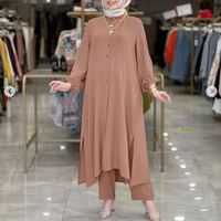 HANO musulman nouveau printemps et été pour femmes hauts mode col rond turc chemise à manches longues robe pantalon à jambes larges ensemble deux pièces