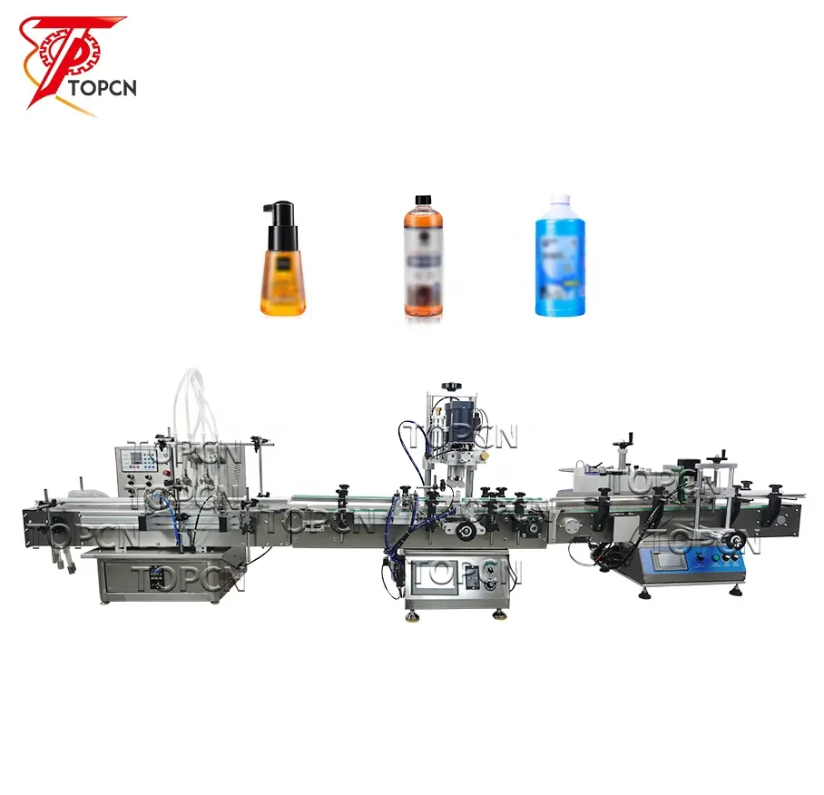 Automatic Desktop Juice Cosmetic Beverage Oil Water Ink Filler Liquid Bottle Filling Capping and Labeling Machine