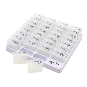 Organisateur de médicaments portable 31 jours avec compartiments escamotables pour pilules et vitamines - Product Image 4