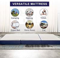 Surmatelas confortable en mousse à mémoire de forme pliable en trois parties, matelas portable pour lit d'appoint et voyage avec housse lavable