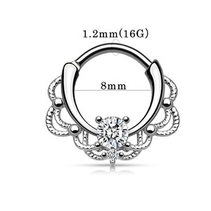 Anneau de nez en acier inoxydable avec zircon, motif étoile, chauve-souris, fleur, ouverture sans soudure, bijoux de piercing professionnels - Product Image 2