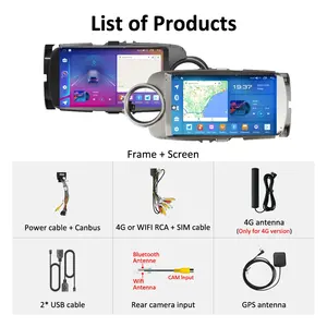 Radio Mobil untuk Yaris 2012-2016 Pemutar Multimedia GPS Navigasi Stereo Android Auto CarPlay Remote Control 2 Din - Product Image 6