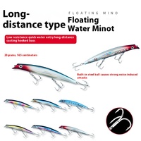 Leurre flottant imprimé en ABS de 14,5 cm/20 g avec hameçons pour lancer longue distance, appât dur pour la pêche au bar, à la truite, en mer, en eau douce, en rivière