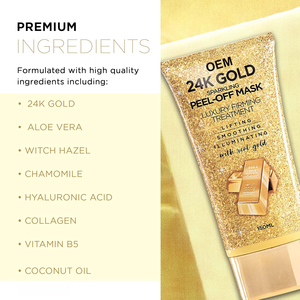 <span class=keywords><strong>Masque</strong></span> facial en feuille d'or 24 carats OEM, raffermissant, liftant, éclaircissant, anti-âge, hydratant pour tous types de peaux, 100 ml - Product Image 2