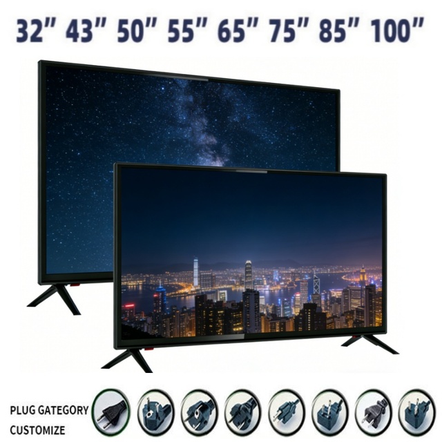 High Quality A+ Panel Flat Screen TV OEM 19 22 26 32 43 50 55 65 75 Inches Big Screen LED TV Smart Television With Android Wifi