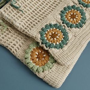 Women's Crochet Square Design Single Shoulder <b>Bag</b> Hand-Woven Summer Zipper Closure Stylish Artificial Cartoon for <b>Easter</b> - Product Image 4