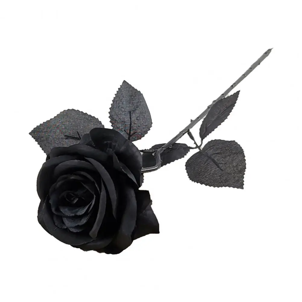 Artificial Roses with Long Stems for DIY Wedding Bouquets Centerpieces Bridal Shower Party Home Decor Black Silk Rose Flower
