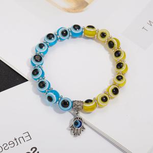 Nuovo Braccialetto Portafortuna alla Moda, Gioiello Fatto a Mano con Occhio Blu e Palma di Fatima, Bracciale Turco Contro il Malocchio per Donne - Product Image 4