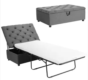 Sofá-cama dobrável com colchão de metal otomano para quarto