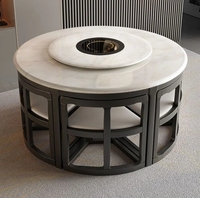 Juego de Comedor Moderno y Sencillo con Mesa Retráctil de Mármol y Sillas Plegables de Madera Maciza para Casa o Apartamento
