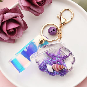 Porte-clés en acrylique scintillant avec étoile de mer et coquillage, en cuir, laser magique, pendentif porte-clés - Product Image 5