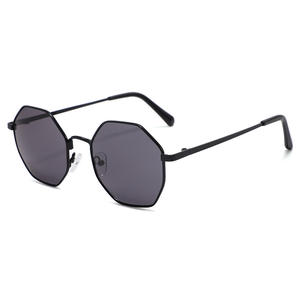 Gafas de Sol Poligonales Metálicas para Mujer Conchen, UV400, Marco Negro, Lentes de PC, Moda, Viajes, Conducción, Protección Solar - Product Image 4