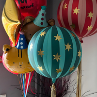 Ballons en feuille d'aluminium 4D rayés en forme d'étoile de 22 pouces - Décoration de fête sur le thème du cirque pour anniversaires, Noël et événements |   Remplissable à l'hélium, réutilisable