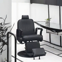 Chaise de barbier en cuir noir pour salon de coiffure, vente en gros