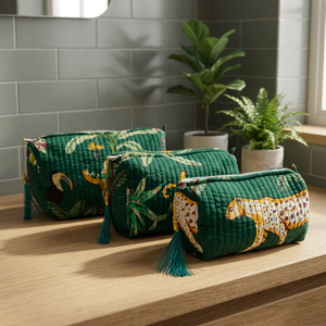 Ensemble de pochettes matelassées à motif à pois, fabriquées à la main, écologiques – Organisateur de cosmétiques léger et étui cadeau de mariage - Product Image 2