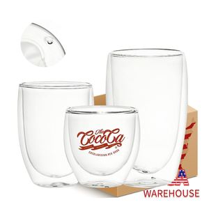US Warehouse 40oz Pack 8oz 12oz 15oz Double Wall Predrilled clear Transparent Glass Snow Globe Wine Tumbler Cup for Uv Dtf Wraps - Product Image 1