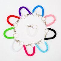 Porte-clés élastique multicolore en spirale avec cordon en plastique, EVA et alliage de zinc, cordon en TPU