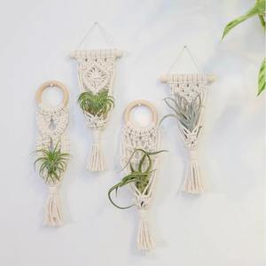 Cerceau en bois personnalisé tenture murale incorporant de l'air plante Tillandsia fleurs séchées cartes métal suspendu corde Art déco décoration murale - Product Image 2