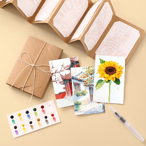 YUELU Juego de 9 Marcadores de Libros de Acuarela, Portátil, con Papel de Acuarela para Pintar, Libro de Colección con Formato de Acordeón y Pinturas - Product Image 5