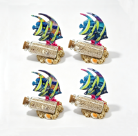 Figurine en résine de raie, poisson tropical, décor océanique côtier, avec base en corail et globe de sable, ornement souvenir de plage