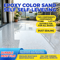 Revêtement de sol époxy effet marbre brillant avec sable coloré, auto-nivelant, application au pinceau intérieur/extérieur