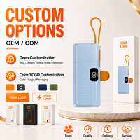 Mini batterie externe 5000 mAh avec câble intégré, charge rapide, chargeur portable avec écran LED, Type-C et double sortie, logo personnalisé OEM