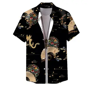 새로운 디자인 남자의 여름 캐주얼 꽃 플러스 사이즈 인쇄 반소매 셔츠 중국 스타일
