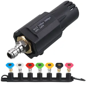 Pressure Washer Turbo Nozzle 1/4"" Quick Connect Orifice 3.0 Rotating Turbo Nozzle With 7 Spray Tips