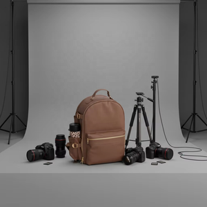 Mochila de Cuero PU de Lujo para Cámara DSLR, Diseño Resistente a Impactos, Acolchado Suave, para Viajes al Aire Libre, Almacenamiento de Lentes para Fotógrafos - Product Image 2