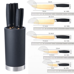 Küchenmesser set <span class=keywords><strong>Gold</strong></span>, sechsteiliges Messerset aus schwarzem Marmor mit Messer block und PP-Griff beschichtung unterstützt kunden spezifische Muster - Product Image 2