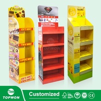 Présentoir de Sol en Carton POP Personnalisé Pliable, Meuble de Présentation en Carton Ondulé pour Supermarché