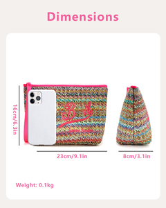 Borsa per il Trucco in Paglia, <span class=keywords><strong>Pochette</strong></span> da Polso, Borsa da Viaggio per Cosmetici con Cerniera, Borsa Portatile per Articoli da Toeletta e Cura della Pelle per Donne e Ragazze - Product Image 4