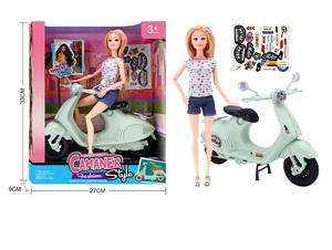 Nouvelle arrivée 11 pouces Double moto <span class=keywords><strong>poupée</strong></span> ensemble magique <span class=keywords><strong>cheveux</strong></span> <span class=keywords><strong>couleur</strong></span> changeante mode bébé <span class=keywords><strong>poupée</strong></span> jouet pour les enfants - Product Image 2