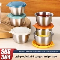 Bol à sauce en acier inoxydable réutilisable, petit bol à condiment en acier inoxydable de 80 ml avec couvercle