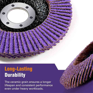 Disques à lamelles en céramique violette 4''x5/8'', 4-1/2''x7/8'', 5''x7/8'' T27/T29, meules pour le métal et l'acier inoxydable (grains 40-320) - Product Image 3