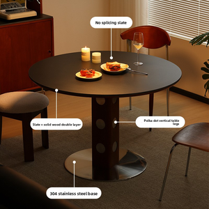 <span class=keywords><strong>Tavolo</strong></span> da Pranzo Rotondo <span class=keywords><strong>Allungabile</strong></span> in <span class=keywords><strong>Legno</strong></span> <span class=keywords><strong>Massello</strong></span> con Piano in Marmo, Design <span class=keywords><strong>Moderno</strong></span> Nordico Pieghevole Ecologico per Casa e Piccoli Appartamenti - Product Image 2