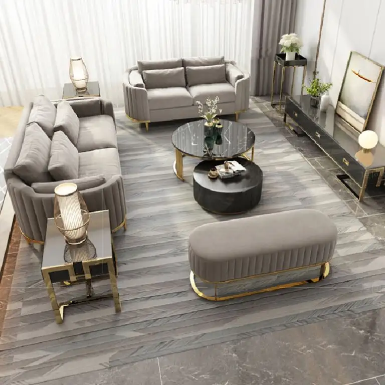 Conjunto de sofá de lujo estilo italiano Dubái, muebles de terciopelo para sala de estar, vestidor curvo, conjunto de sofá para el hogar