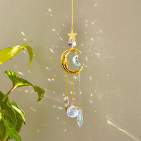 Décoration de jardin, art moderne, attrape-soleil en cristal, visage souriant européen, lune et soleil, pendentif, ornement suspendu pour la maison et le jardin